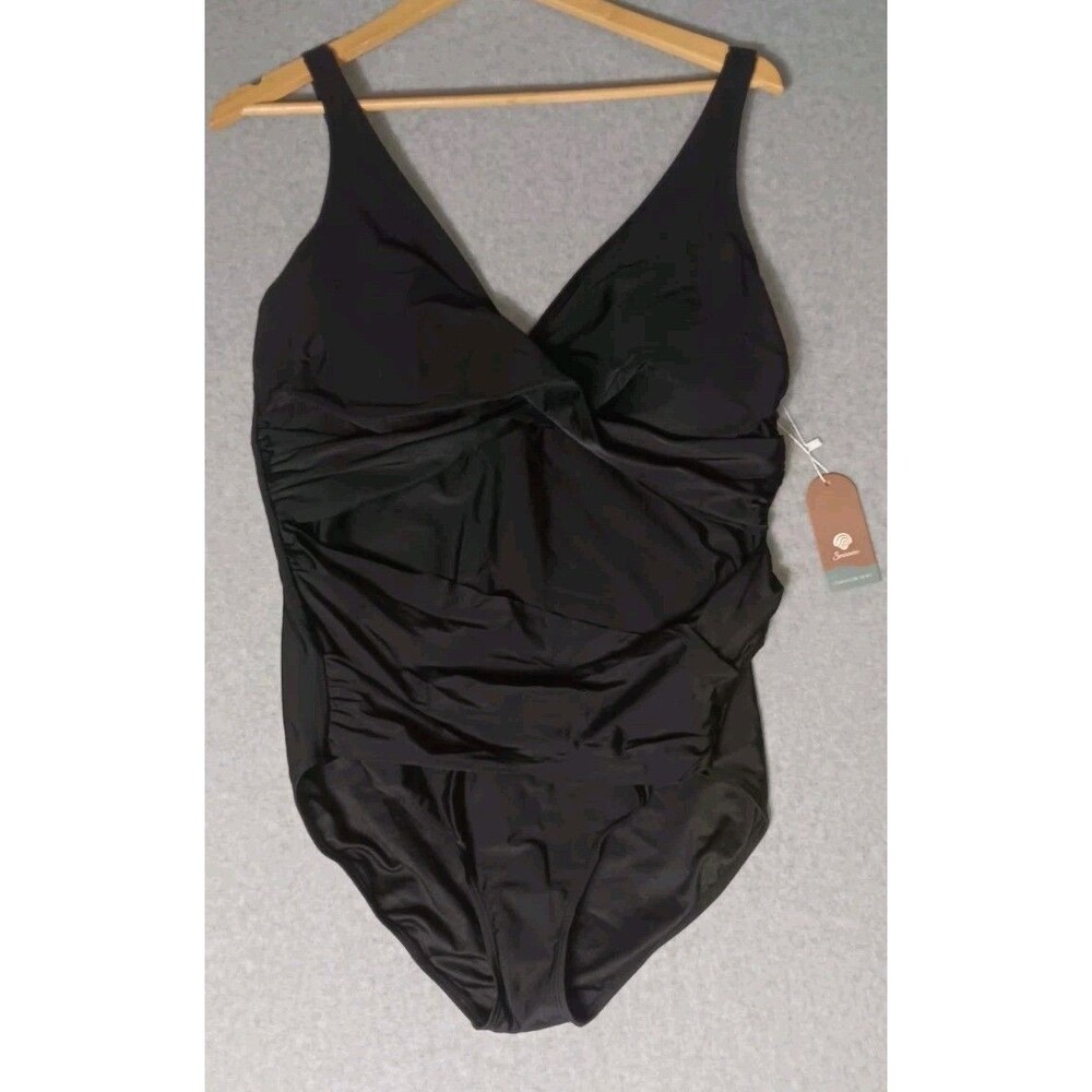 NWT! Smismivo One Piece Costume Swimsuit Womens Size XXL Black Tummy Control...